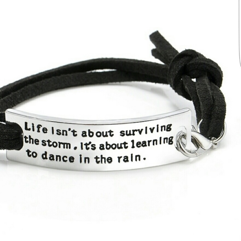 Leather INSPIRATIONAL Quote Bracelet! - Picture 2 of 6